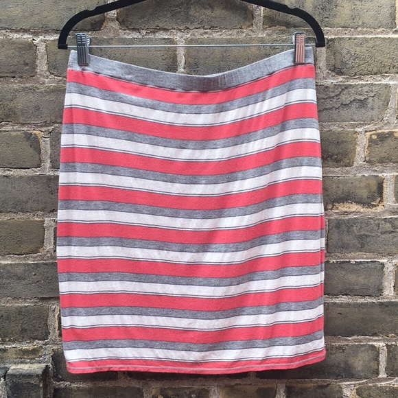 Max Studio, Striped Pencil Skirt, Coral, Large - Picture 5 of 11